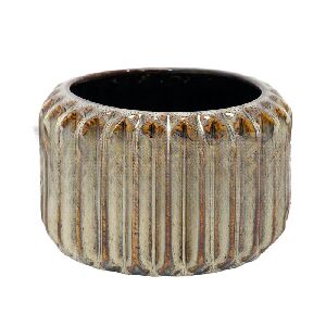 VASO DE CERAMICA BEGE E MARROM