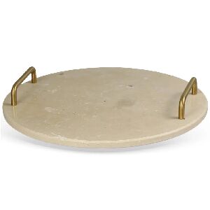 Bandeja Gering de M&aacute;rmore e Metal Bege e Dourado