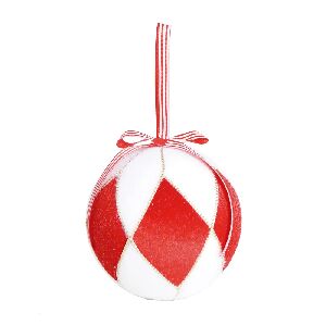 BOLA DETALHES EM OURO/LISTRAS BCO/VRM 10CM () JG C/4 PC