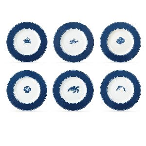 PRATO SOBREMESA MAR PORCELANA AZUL BRANCO