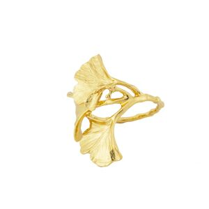 CJ 4 ANEIS P/GUARDANAPOS METAL FLOR DOURADA 7x4x5cm