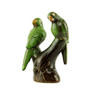 CJ 2 PASSAROS DECORATIVOS CERAMICA VERDE 12x8x18cm