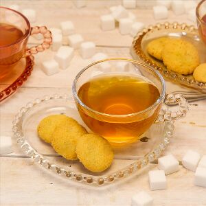 XICARA CHA CRISTAL C/PRATO CORACAO PEARL 6,2X17,5CMX14,8CM