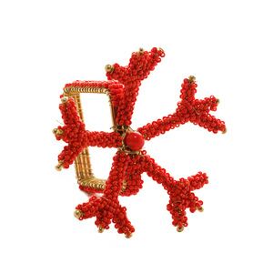 CJ 4 ANEIS P/GUARDANAPOS QUADRADO CORAL