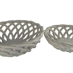 CJ DE CESTOS DE CERAMICA BRANCO 2 PCS G 38CM X 12,5CM P 33