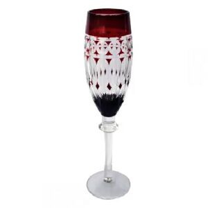 CJ TA&Ccedil;AS DE CHAMPAGNE DE VIDRO VERMELHO