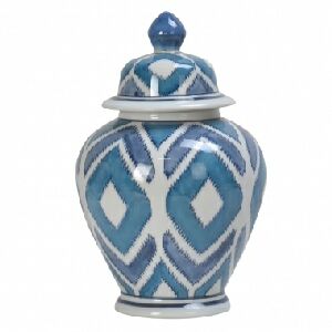 POTE DE PORCELANA GEOMETRICA AZUL