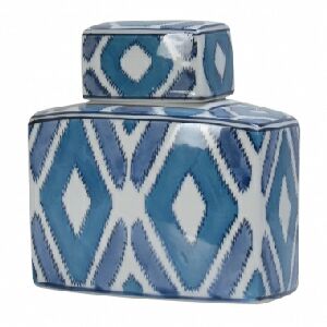 POTE DE PORCELANA GEOMETRICA AZUL