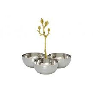 PETISQUEIRA COM DETALHE FOLHAS DOURADAS 23X21X21CM