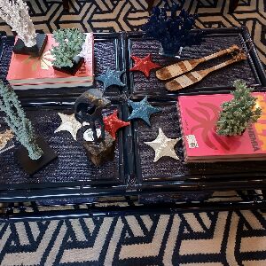 MESA DE CENTRO BAMBU COM PALHA