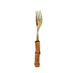 FACA DE SOBREMESA DOURADO COM CABO EM BAMBU NATURAL 18X3X2CM