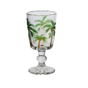 CJ TA&Ccedil;AS PARA &Aacute;GUA TROPICAL PALM HAND PAINTING