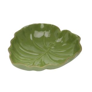 FOLHA DECORATIVA DE CER&Acirc;MICA BANANA LEAF VERDE LISO