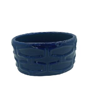 VASO OVAL COM DETALHES GEOM&Eacute;TRICOS EM RELEVO NAVY BLUE