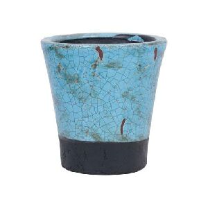 VASO R&Uacute;STICO AZUL TURQUESA COM DETALHE PRETO