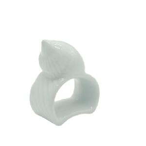 CJ 4 ANEIS DE GUARDANAPO CONCHAS BRANCO 9X3CM