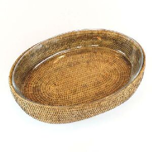 REFRAT&Aacute;RIO OVAL COM SUPORTE EM RATTAN MAYA