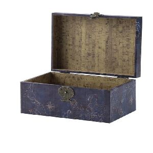 CAIXA DECORATIVA EM MADEIRA AZUL MUNDI G