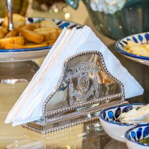 PORTA GUARDANAPO BANHO DE PRATA 10X16CM