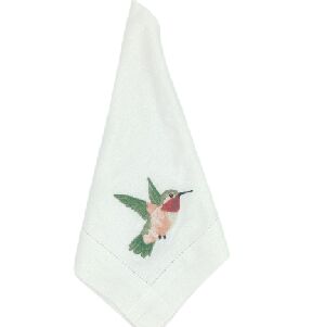 CJ 6 GUARDANAPOS AQUARELA BRANCO BEIJA FLOR 48X48CM