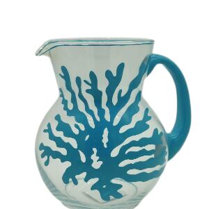 JARRA PICHORRA "G" CORAL RUSTICO AZUL TURQUESA 19X21X15CM