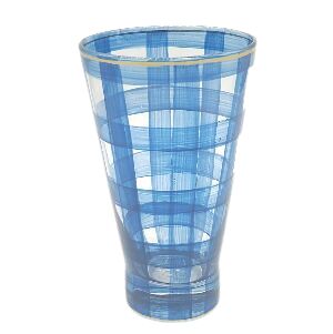 CJ 6 COPOS ILHA BELA ALTO XADREZ AZUL DA PRUSSIA