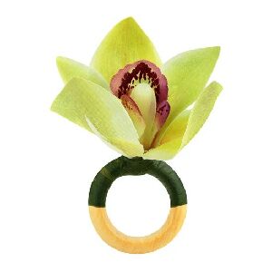 CJ C/ 4 SUPORTES DE GUARDANAPO ORQUIDEA VERDE